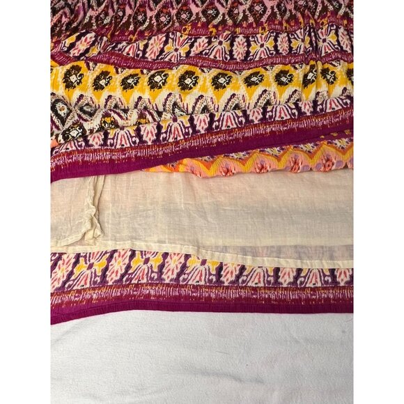 chaudry kc XL Crinkle Peasant Gipsy Skirt Orange/Pink/Yellow Boho Y2K Career - Picture 14 of 15